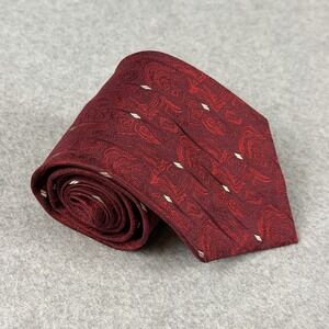 Vintage Garrick Anderson Red Silk Necktie USA Abstract 58x4.25"